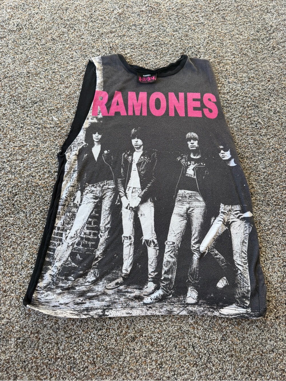 Ramones 1-2-3-4 Y2K Band Tank Top Black Pink Punk Rock Graphic Sleeveless